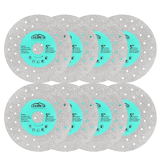 Rock Slab Grinding Disc - 5 inch Glass Cutter Disc(8pcs), Granite Cutting Blade, Diamond Grinder Wheel for Rock Slab, Stone, Tile, Marble, Granite, Glass Diamond Saw Blades
