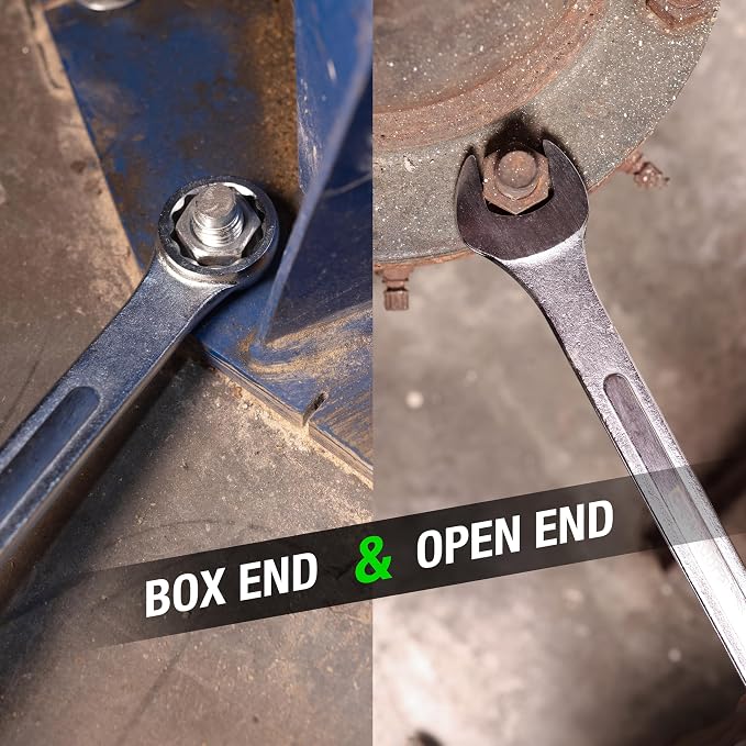 OEMTOOLS 22101 5 Piece SAE Jumbo Combination Wrench Set, Large Combination Wrench Set, SAE Sizes | Box End Metric Wrench Set, 15° Offset Wrenches, Chrome Plated Finish, Includes Canvas Wrench Roll, Drop-Forged Alloy Steel