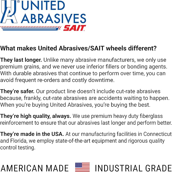 United Abrasives-SAIT 23103 A60S General Purpose Cut-Off Wheels (Type 1/Type 41 Flat) 5" x .045" x 7/8", 50-Pack