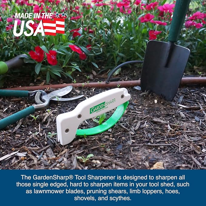 AccuSharp Garden Tool Sharpener, Diamond-Honed Tungsten Carbide Blades, Restores, Repairs, Sharpens & Hones Lawnmower Blades, Secateurs, Limb Loppers, Hoes, Shovels, and Scythes