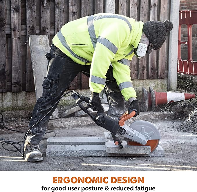 Evolution R255DCT | 10 in. Electric Concrete Saw | Premium Diamond Blade Included | 15A Motor | 4-1/16" Cut Depth | No Gas, No Fumes | Disc Cutter / Power Cutter / Cut-Off Saw | Brick & Masonry