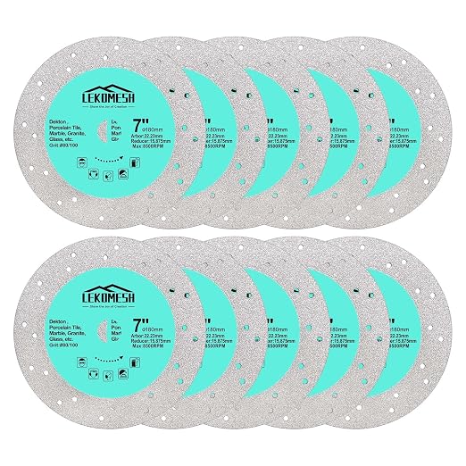 Rock Slab Grinding Disc - 7 inch Glass Cutter Disc(10pcs), Granite Cutting Blade, Diamond Grinder Wheel for Rock Slab, Stone, Tile, Marble, Granite, Glass Diamond Saw Blades