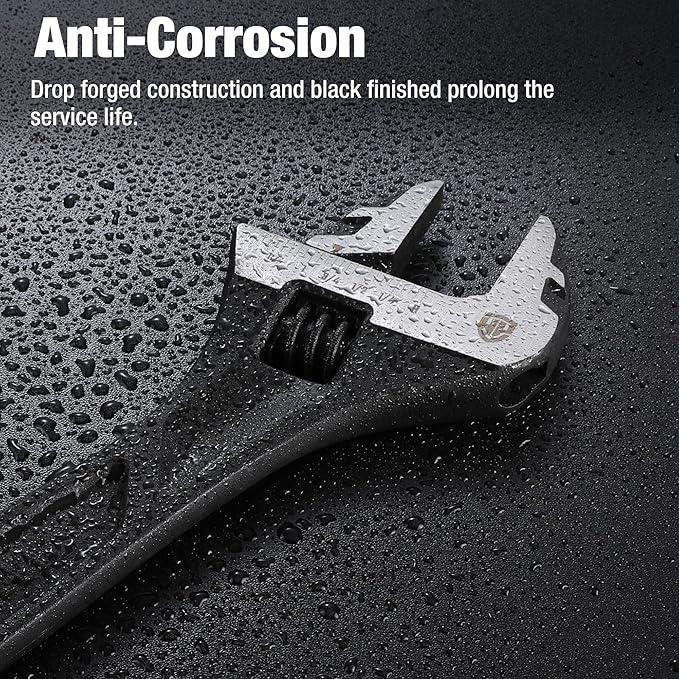 WORKPRO 10" Adjustable Wrench, Black Oxide Wrench 10 Inch with Inch/Metric Scale, Premium Cr-V Steel