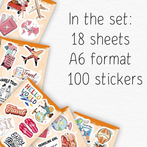 100Pcs Travel Stickers for Girls Luggage, for Water Bottle - Traveling Scrapbook Stickers and Decals - Cute Travel Journaling Decals - Traveling Girly Gifts