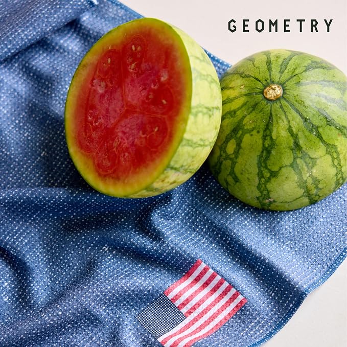 GEOMETRY Kitchen Towels - Quick Dry, Absorbent Microfiber Dish Towels for 4th of July, Memorial Day, Veterans Day, and Holiday Decor - Red, White, and Blue- Patriot Picnic