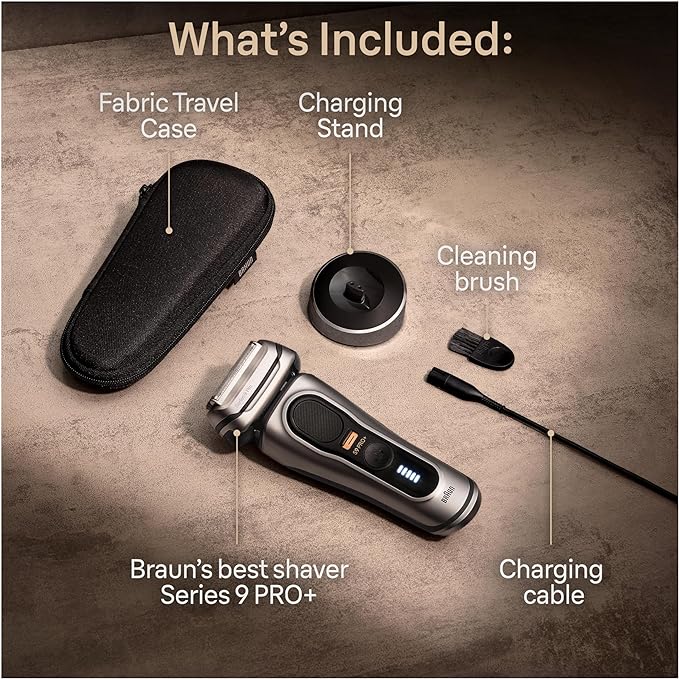 Braun Series 9 PRO+ Electric Razor for Men, 5 Pro Shave Elements & Precision Long Hair Trimmer, 6in1 SmartCare Center, Wet & Dry Electric Shaver for Smooth Skin with 60min Battery Runtime, 9517s
