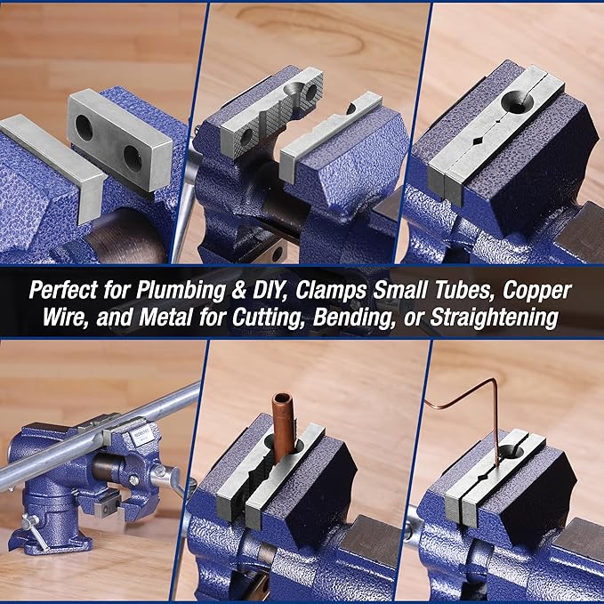 WORKPRO Dual Jaws Table Vise 2.5" & 1.5", 360° Swivel Clamp-On Bench Vise for Woodworking, Metalworking, DIY, Multi-position Small Portable Vise, Mini Vice Clamp for Workbench, Golf Club Regripping