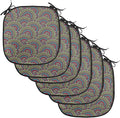 Lunarable Moroccan Chair Cushion Pads Set of 6, Colorful Ethnicity Round Ornamental Eastern Architecture Palace Tourism, Anti-Slip Seat Padding for Kitchen & Patio, 16"x16", Maroon Teal Green