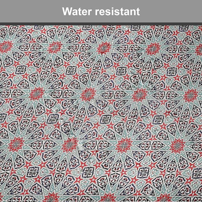 Lunarable Moroccan Chair Cushion Pads Set 12, Ceramic Tile East Pattern Heritage Oriental Tradition Culture Ornate Print, Anti-Slip Seat Padding for Kitchen & Patio, 16"x16", Red Black Green