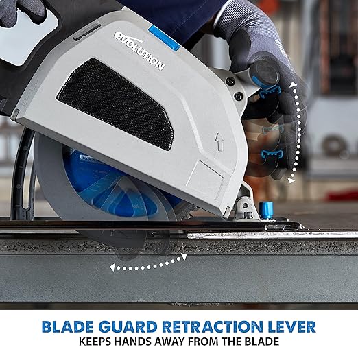 Evolution S210CCS Metal Cutting Circular Saw | 8-1/4" Blade | Cuts Steel Clean & Cool | Adjustable 3" Depth | Chip Collector | No Heat Burr or Sparks | High Torque Motor | TCT Blade Included