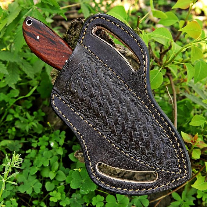 Custom Handmade 7'' fixed blade hoof rasp knife Cow boy knife Turquoise Handle Damascus steel Bull cutter, cowboy knives with pancake leather sheath (BLUE RESIN)