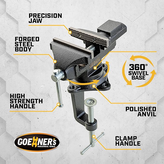 [Upgraded Version] Multi-Purpose Bench Vise 3.3", Table Vice For Workbench, Universal Clamping Vise With Heavy Duty Cast Iron, Multi-Jaw, Swivel Base, Easy Adjustment for Woodworking (3.3 Inch)