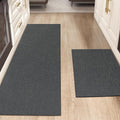 Color&Geometry 2PCS Kitchen Rugs and Mats Non Slip Washable, Absorbent Kitchen Runner, Easy to Clean Kitchen Floor Mats for in Front of Sink, Laundry Room, Hallway, 17"x29"+17"x59", Dark Grey