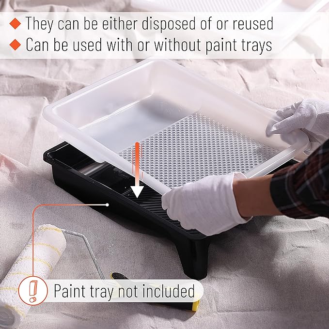 Bates Choice- Bates- Paint Tray Liner, 9 Inch, 10 pcs, White Paint Pans Trays, Paint Roller Tray, Roller Tray Liners