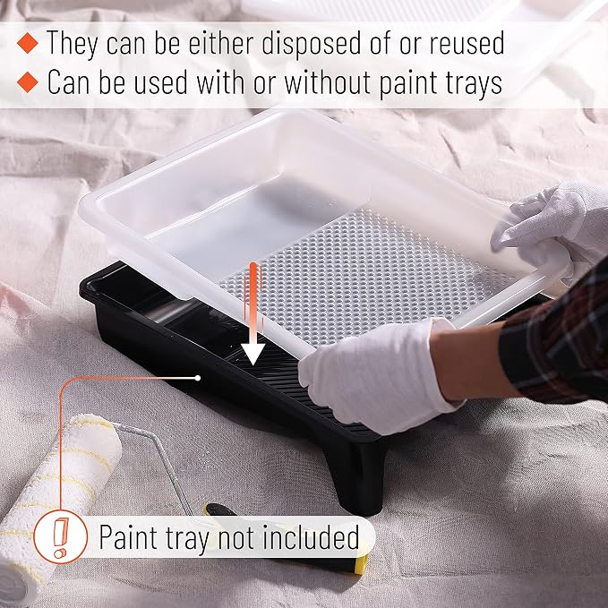 Bates- Paint Tray Liner, 9 Inch, 80 pcs, White Paint Pans Trays
