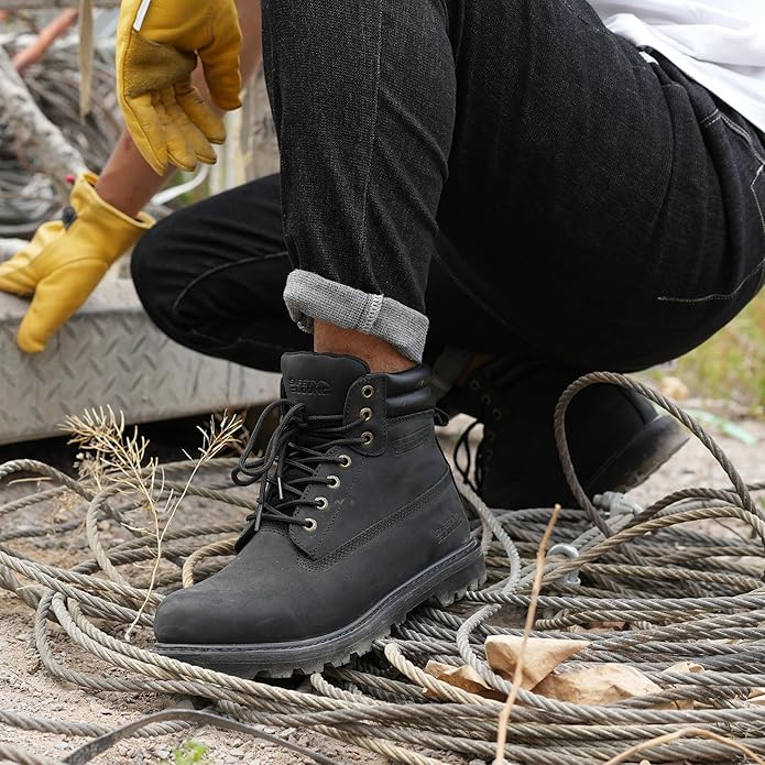 Work Boots for Men Waterproof Soft Toe Non Slip Comfortable Leather Workboots