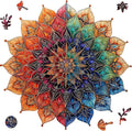 Mys Aurora Colorful Mandala Wooden Puzzles for Adults, 500 Piece Unique Shaped Wood Jigsaw Puzzles for Adults and Kids, Fun Challenging Puzzles Family Game Gift, 16.5'' x 16.4''