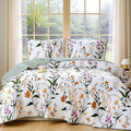 Boho Floral Quilt Set King Size, Lightweight Microfiber Bedspread Coverlet, Soft All Season Bedding with 2 Pillow Shams, Vintage Botanical Pattern (New-Orange Flowers, King) | Breathable