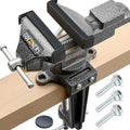 Dual-Purpose Combined Universal Vise 3.3" with 360° Swivel Base, Bench Vise or Table Vise Clamp-On with Quick Adjustment, Movable Home Vice for Woodworking