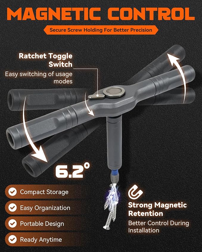Multi Tool Set, 24 in 1 S2 Steel Magnetic Screwdriver Sets, High Torque with DIY Detachable T Ratchet Handle, Precision Repair for Furniture Assembly, Electrical Appliance, Bicycle (24-IN-1)