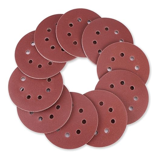 WORKPRO 50-Piece 180 Grit Sanding Discs - 5-Inch 8-Hole Hook and Loop Sandpaper for Random Orbital Sander (Not for Oscillating Tools or Mouse Sander)