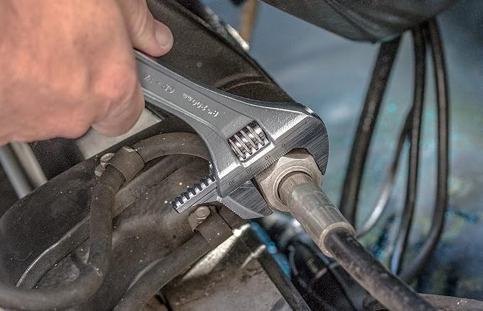 Channellock Adjustable Wrench 808PW - Reversible Jaw, Straight, Polished Finish - 8 In
