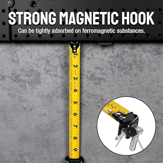 DURATECH Magnetic Tape Measure 25FT with Fractions 1/8, Retractable Measuring Tape, Easy to Read Both Side Measurement Tape, Magnetic Hook and Shock Absorbent Case for Construction, Carpenter