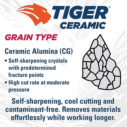 Weiler 58306 4-1/2 Inch Cutting Wheel, Tiger Ceramic Stainless Steel Superior Life & Cut Contaminant Free Max Performance Cutting, .045" CER60S Type 27 5/8"-11 Hub, Pack of 10