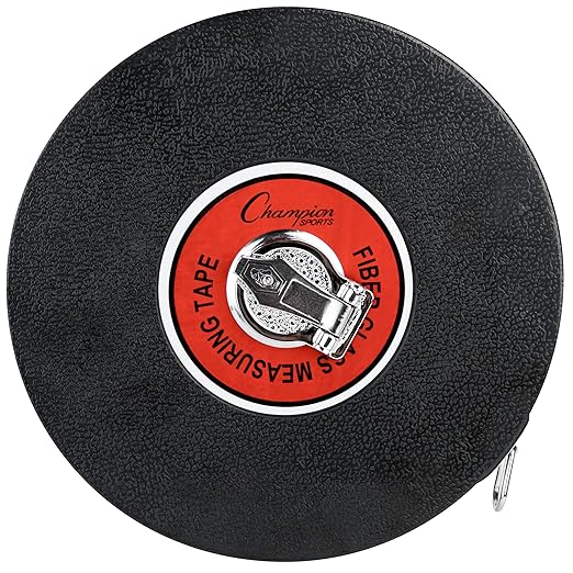 Champion Sports Closed Reel Measure Tape – 200 ft / 60 m, Hand Crank, Dual-Sided Feet & Meters