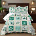 St. Patrick's Day Patchwork Quilt Set Queen Shamrock Postcard 3pcs Bedding Set with 2 Pillow Shams Soft Lightweight Coverlet Comforter Gift for Boys (Shamrock Postcard, Queen(90"x90")) | Breathable