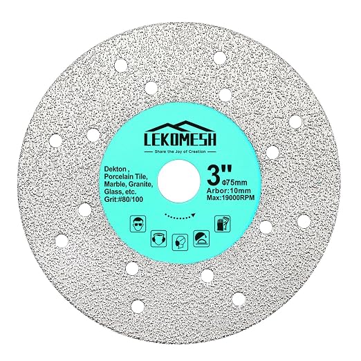 Rock Slab Grinding Disc - 3 inch Glass Cutter Disc, Granite Cutting Blade, Diamond Grinder Wheel for Rock Slab, Stone, Tile, Marble, Granite, Glass Diamond Saw Blades