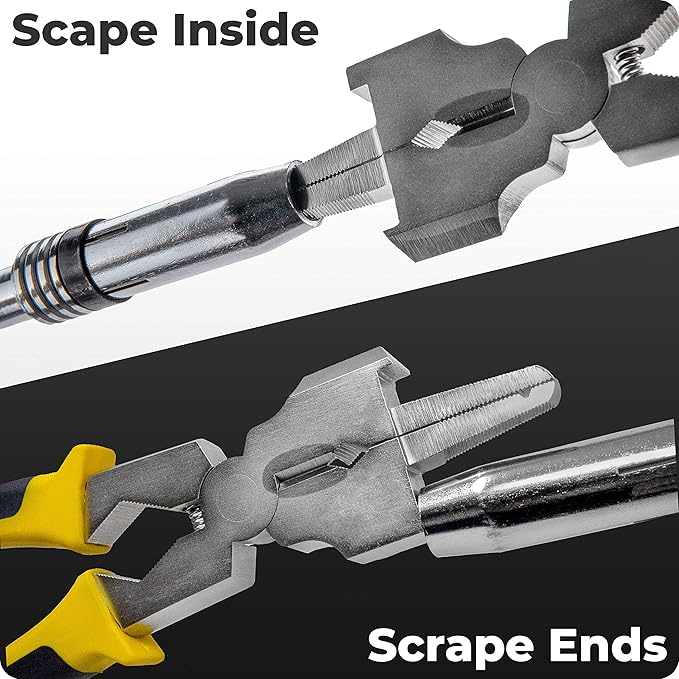 Deluxe+ Mig Welding Pliers, Slag Hammer, Flat Face Hammer, Scraper, Fine/Coarse Files, Side Pull V-Notch, Ergonomic Grip, Heat Treated, 8”, PM25