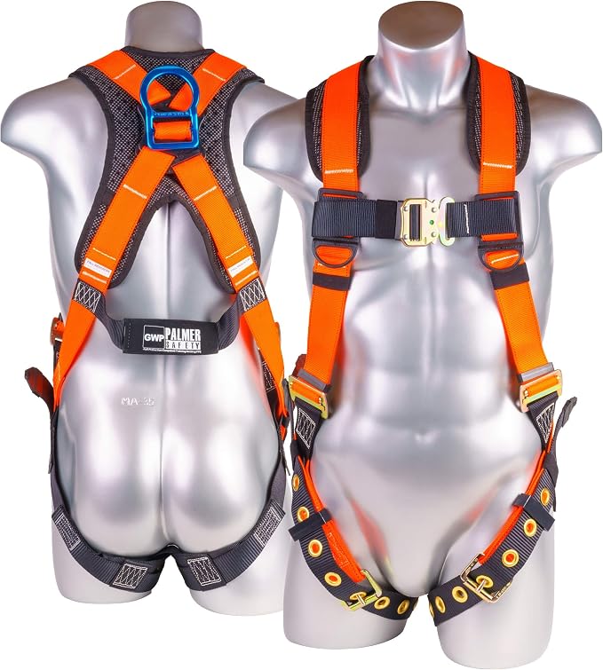 Full Body Harness with 5 Point Adjustment, Dorsal D-ring, Grommet Legs, Two Side D Rings, and Fall Indicators