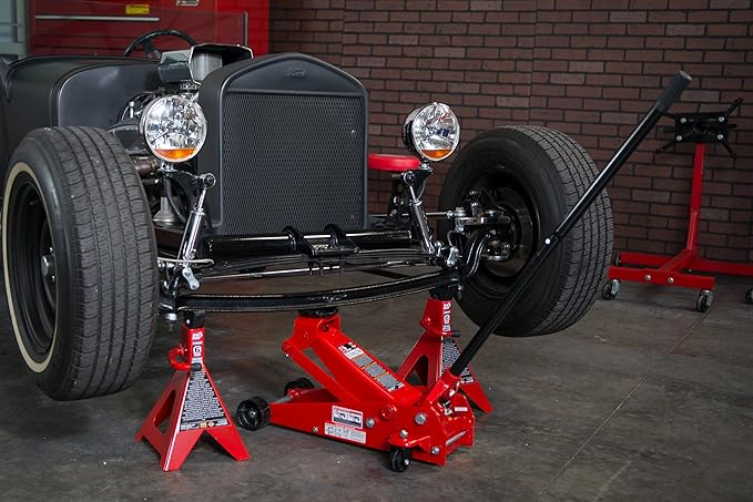 BIG RED T46202 Torin Steel Jack Stands: 6 Ton (12,000 lb) Capacity, Red, 1 Pair