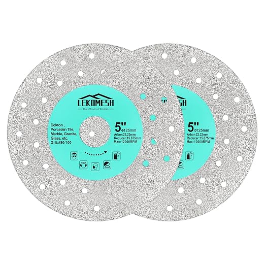 Rock Slab Grinding Disc - 5 inch Glass Cutter Disc(2pcs), Granite Cutting Blade, Diamond Grinder Wheel for Rock Slab, Stone, Tile, Marble, Granite, Glass Diamond Saw Blades