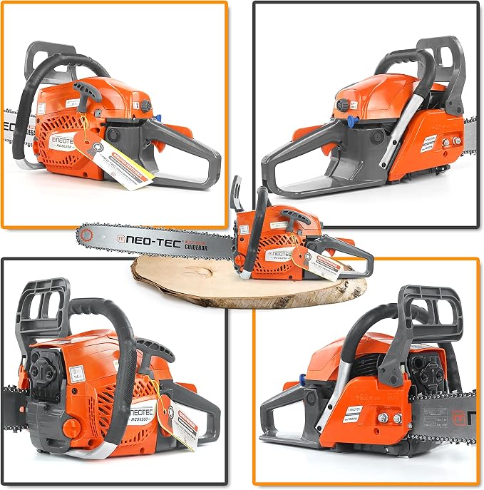 NEO-TEC 20 Inch 62CC Gas Powered Chainsaw 2-Cycle Petrol 3.5HP Handheld Reliable Motosierra De Gasolina for Tree Pruning Wood Cutting Firewood Preparation & Yard Maintenance