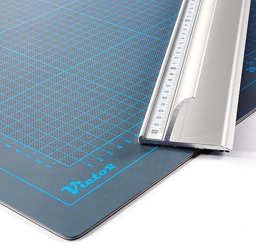 Victor 12-Inch Professional Aluminum Safety Ruler with Finger Guard Edge and Non-Slip Base – Precision Cutting Tool for Craft Projects – Durable Safety Ruler