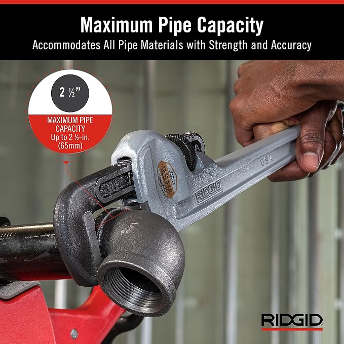 RIDGID 31100 Model 818 Aluminum Straight Pipe Wrench, 18-inch Plumbing Wrench