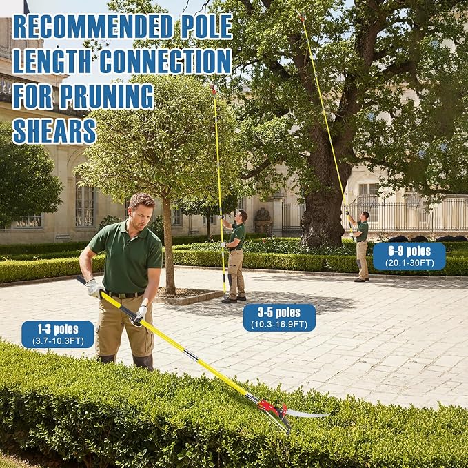 Manual Pole Saw, 7-30FT Pole Saws for Tree Trimming, SK5 and 65 Mn Steel Saw Blades Scissor Pruner Set, Tree Trimmers Long Handle Pruner for Backyard, Garden, Bush Cutting and Pruning of Palm Trees