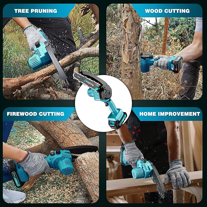 CEEPUY Mini Chainsaw Cordless,6 Inch Portable Electric Chain Saw, Automatic Oiler, Battery Powered Small Handheld Saw, Security Lock Trees Branches Trimming,Wood Cutting, 2 Batteries 2 Chains 2026