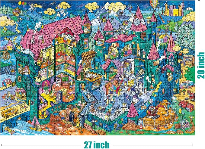 Antelope 2 in 1 1000 Piece Puzzle Bundle - Cat Castle - 1000 Piece Jigsaw Puzzle Bundle with Roller Coaster - 1000 Piece Jigsaw Puzzle