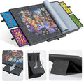 Tektalk Jigsaw Puzzle Table with Integrated Adjustable Stand/Bracket, 3-Tilting-Angle Super Lightweight Felt Puzzle Plateau Board with Cover & 4 Sorting Drawers (Gray, for Up to 1500 Pieces)