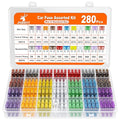 JOREST 280 Pcs Fuse Kit,182 Mini Car Fuses Assortment + 98 Standard Auto Blade Fuse, Replacement for Tool Automtive RV Motorcycle Truck Accessories(2A 3A 5A 7.5A 10A 15A 20A 25A 30A 35A 40AMP)