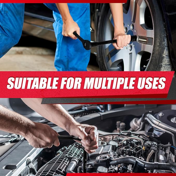 29pcs 1/2" Socket Set, Drive Deep Impact Socket Set, Including 3 ", 5", 10" Impact Extension Bar, Standard SAE (3/8 "- 1") and Metric (10mm-24mm), Cr-V Steel