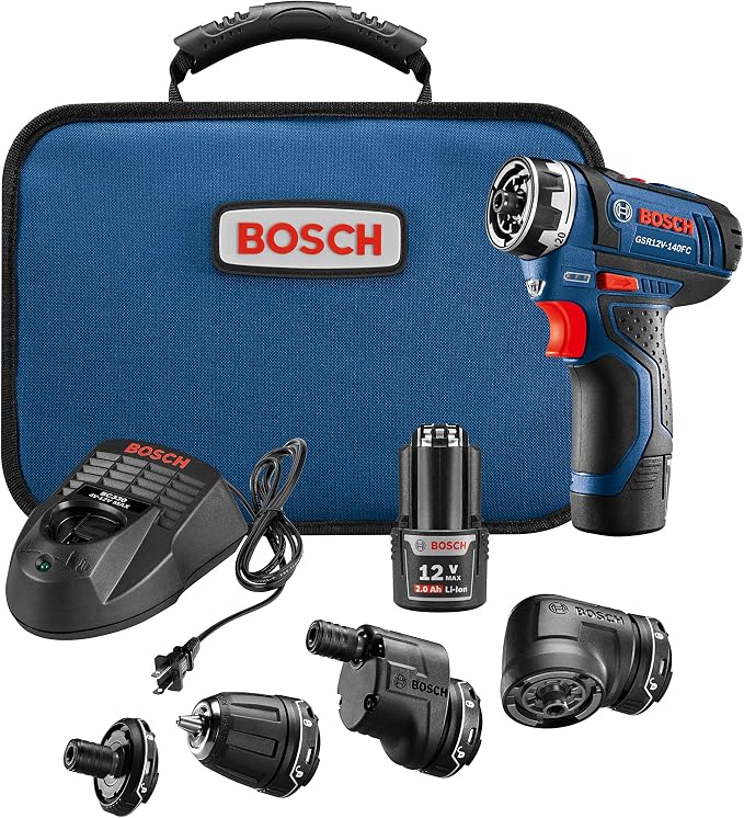 Bosch Cordless Electric Screwdriver 12V Kit + Bosch 24-Piece Screwdriving Custom Case Set