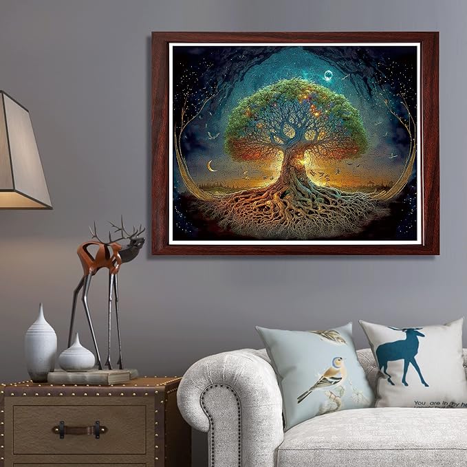 Mys Aurora Wooden Puzzles for Adults Tree of Life 500 Piece Puzzles for Adults, 13.4'' x 19.1'' Luxurious Unique Shape Puzzles Beautiful Package Best Gift for Family Friends