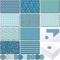 Maitys 200 Set Geometry Blank Cards and Envelopes Bulk 4x6 Inch Blank Blue Greeting Cards with Envelopes & Stickers 10 Elegant Designs Stationery Notecards for Anniversary Birthday Business Events