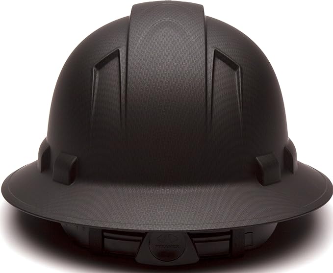 Pyramex Ridgeline Full Brim Hard Hat 4 Point Ratchet Matte Black Graphite Pattern,(Pack of 12)