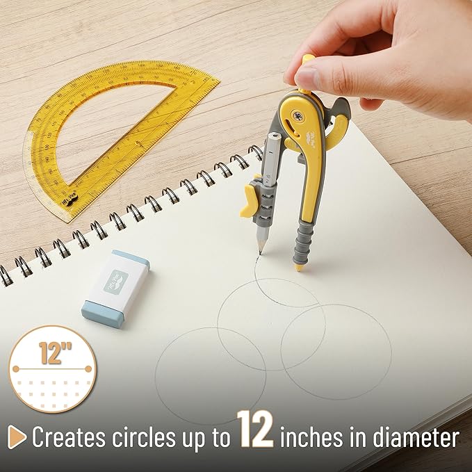 Mr. Pen- Geometry Compass and Protractor Set, 6 Inch Compass, 6 Inch Protractor, Drawing Tool for School, Clear Plastic, Easy Grip, Precision Design for Math, Art, Drafting, Architecture