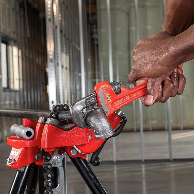 RIDGID 31010 Model 10 Heavy-Duty Straight Pipe Wrench, 10-inch Plumbing Wrench, Red, Black, 250mm (10in)